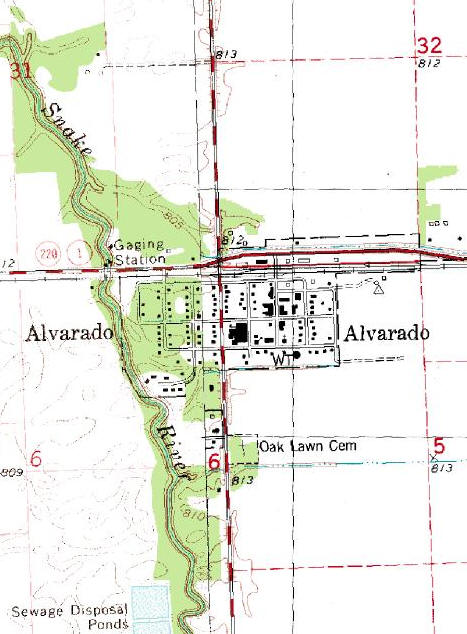Topographic Map of the Alvarado Minnesota area