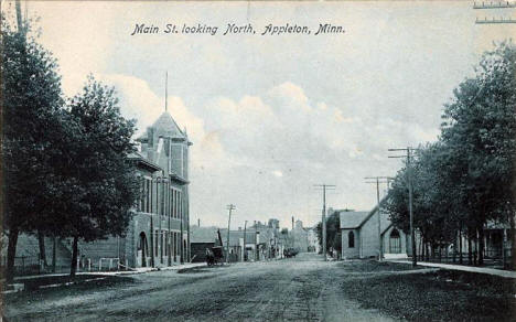 Main Street looking north, Appleton Minnesota, 1909