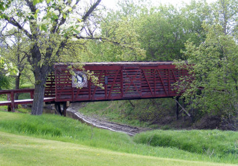 Railroad car converted to foot bridge, Argyle Minnesota, 2008