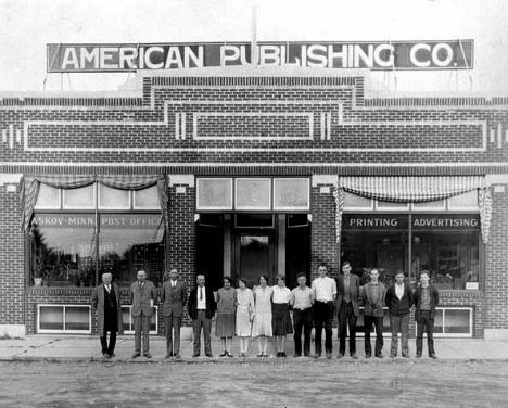 Staff of American Publishing Company, Askov Minnesota, 1926
