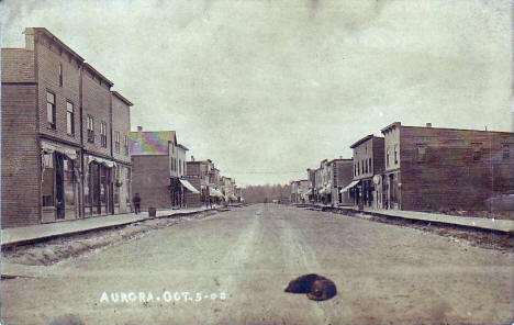 Street scene, Aurora Minnesota, 1909
