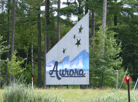 Welcome sign, Aurora Minnesota, 2009