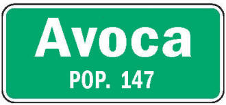 Avoca Minnesota population sign