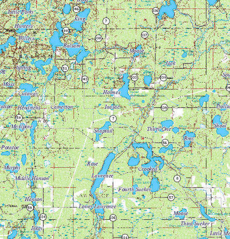 Topographic Map of the Balsam Township Minnesota area