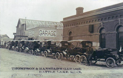 Thompson & Ranstad's Garage and Ford Agency, Battle Lake Minnesota, 1914