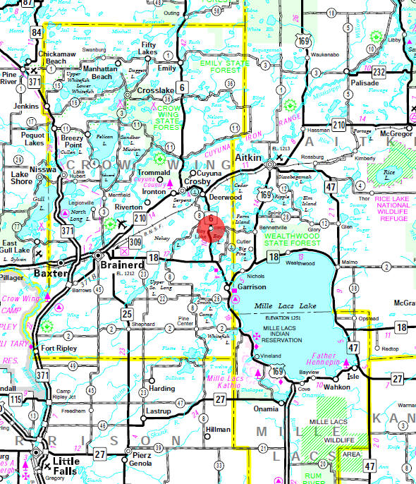Minnesota State Highway Map of the Bay Lake Minnesota area