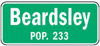 Beardsley Minnesota population sign