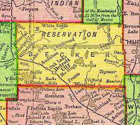 1895 Map of Becker County Minnesota
