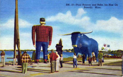 Paul Bunyan and Babe the Blue Ox, Bemidji Minnesota, 1948