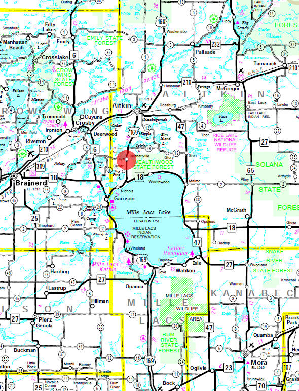 Minnesota State Highway Map of the Bennettville Minnesota area