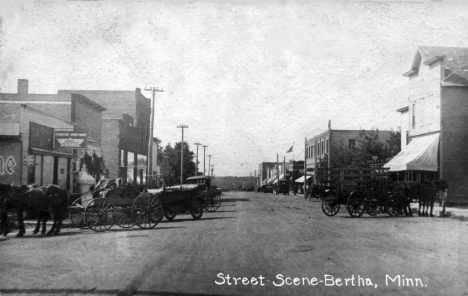 Street scene, Bertha Minnesota, 1910's