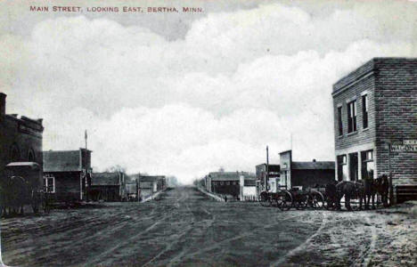 Main Street looking east, Bertha Minnesota, 1910's