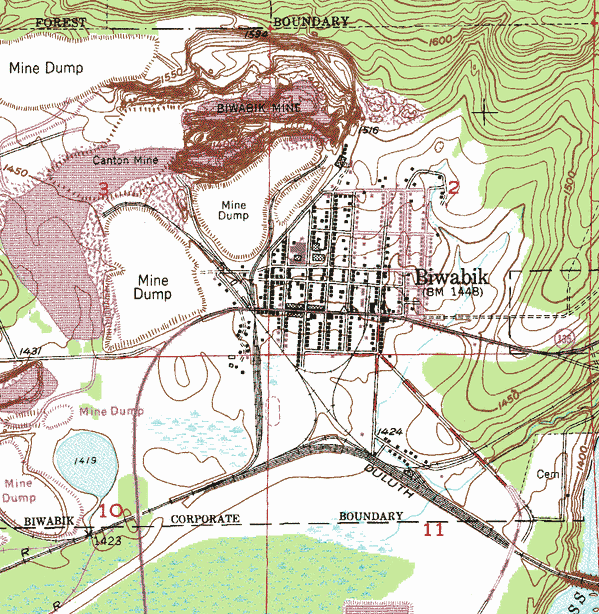 Topographic map of the Biwabik Minnesota area