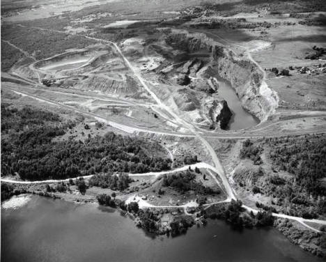 Aerial view, Iron mine, Biwabik Minnesota, 1950