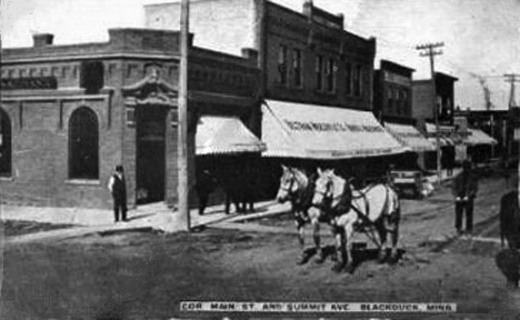 Corner of Main Street and Summit Avenue, Blackduck Minnesota, 1920