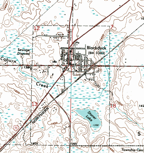 Topographic map of the Blackduck Minnesota area