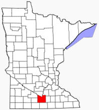 Location of Blue Earth County Minnesota