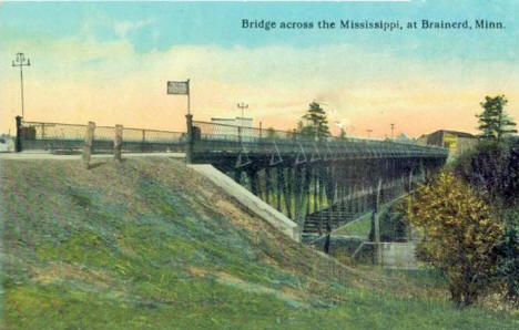 Bridge across the Mississippi, Brainerd Minnesota, 1910's