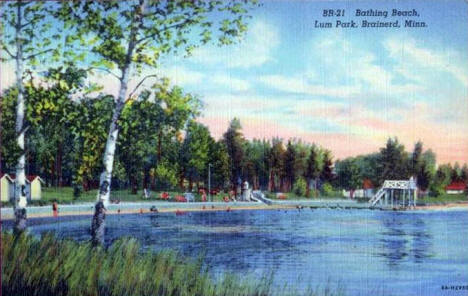 Bathing Beach at Lum Park, Brainerd Minnesota, 1935