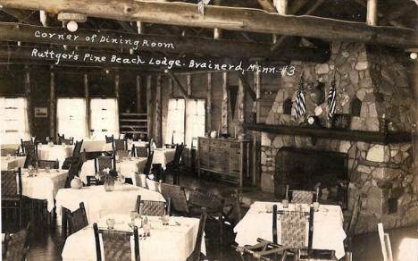 Dining Room, Ruttger's Pine Beach Lodge, Brainerd Minnesota, 1939