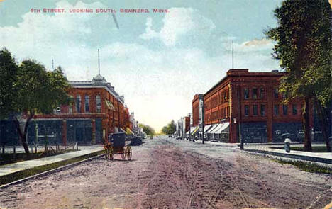 Sixth Street looking south, Brainerd Minnesota, 1910