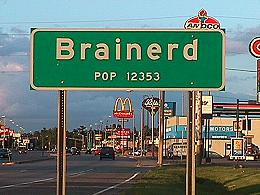 Brainerd Minnesota population sign