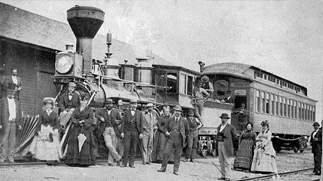 Officials of St. Paul and Pacific Railroad and guests at Breckenridge, 1873