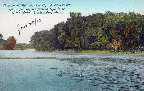 Junction of the "Bois de Sioux" and the "Ottertail" to form the Red River, Breckenridge Minnesota, 1913