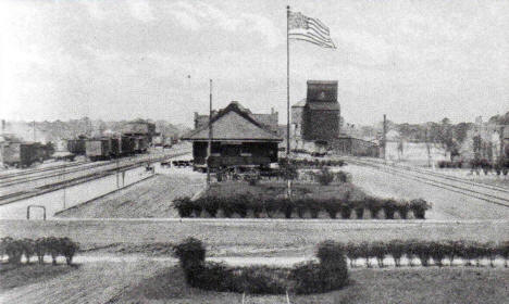 Great Northern Yards and Depot, Breckenridge Minnesota, 1920's?