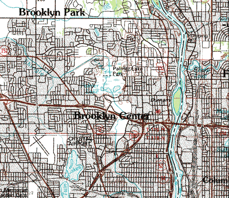 Topographic map of the Brooklyn Center Minnesota area