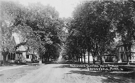 Residence section, Main Street, Brownsdale Minnesota, 1916
