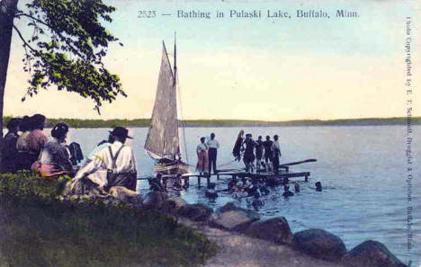 Bathing in Lake Pulaski, Buffalo Minnesota, 1912