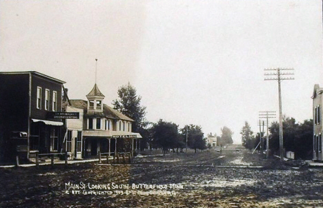 Main Street looking south, Butterfield Minnesota, 1908
