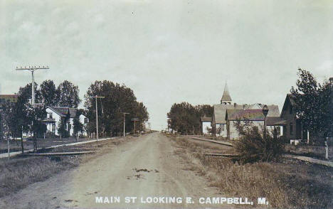 Main Street looking east, Campbell Minnesota, 1909