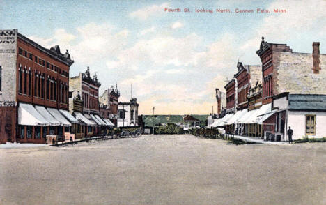 Fourth Street looking north, Cannon Falls Minnesota, 1908