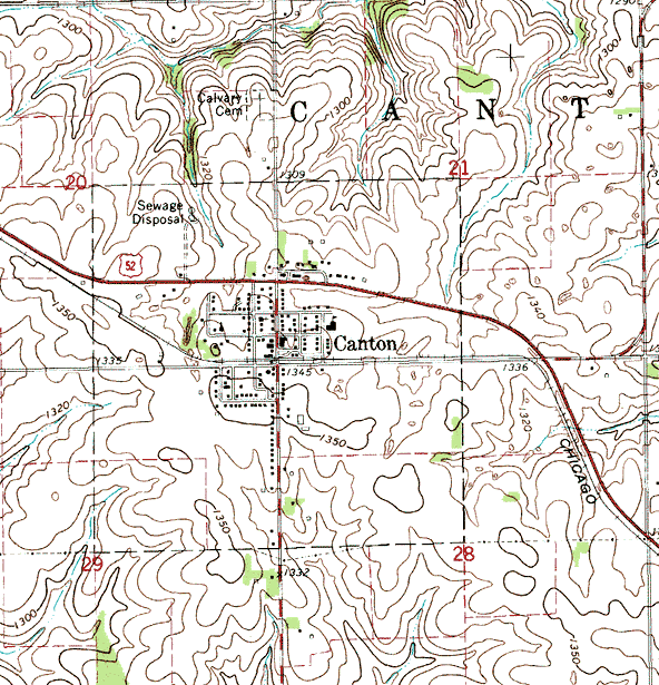 Topographic map of the Canton Minnesota area