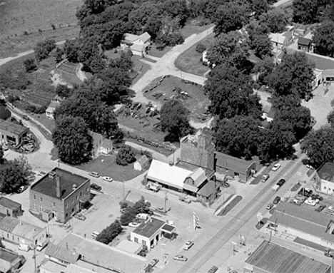 Aerial view, Feed company and surrounding area, Chatfield Minnesota, 1972