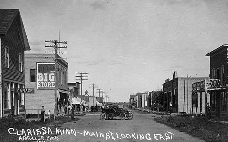 Main Street looking east, Clarissa Minnesota, 1911