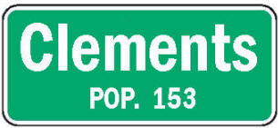 Clements Minnesota population sign