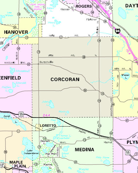 Minnesota State Highway Map of the Corcoran Minnesota area