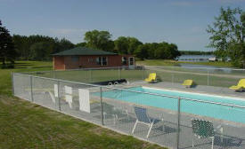 Our new heated pool & new cabin color!