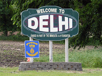 Delhi Minnesota welcome sign
