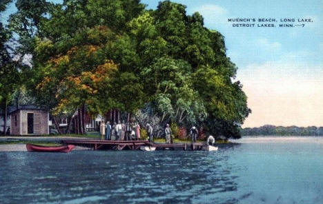 Muench's Beach, Long Lake, Detroit Lakes Minnesota, 1945