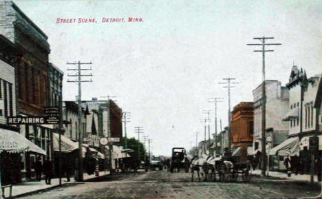 Street scene, Detroit Lakes Minnesota, 1907