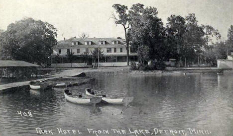 Park Hotel from the Lake, Detroit Lakes Minnesota, 1920's