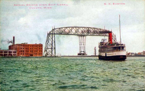 Aerial Bridge and SS Easton, Duluth Minnesota, 1918