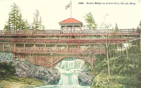 Rustic Wood Bridge in Lester Park, Duluth Minnesota, 1911