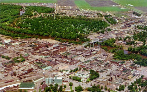 Aerial view, Grand Forks, ND and East Grand Forks Minnesota, 1961