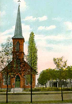 Assumption Church and parish house, Eden Valley Minnesota, 1910