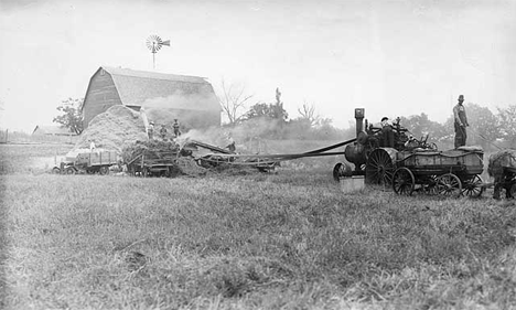 Threshing machine on Specht family farm, Elk River Minnesota, 1924
